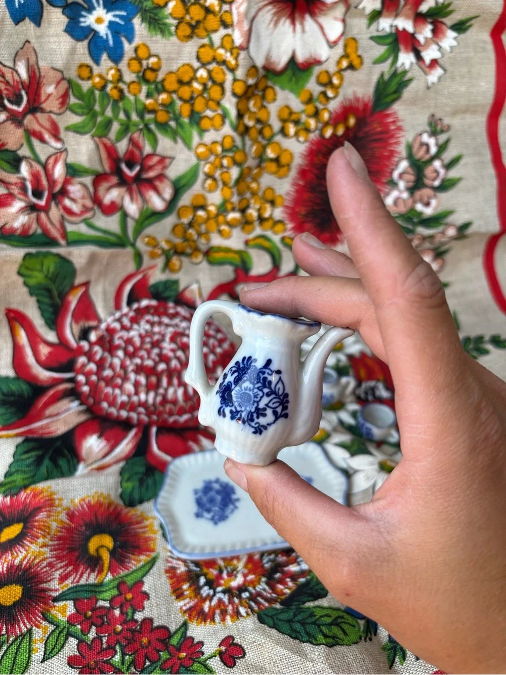 Blue Floral Miniature Tea Set - White and Blue Porcelain